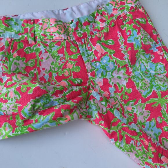 Lilly Pulitzer The Chipper Short Pink Green 100% Cotton Size 0 Summer Vacation - Picture 7 of 10